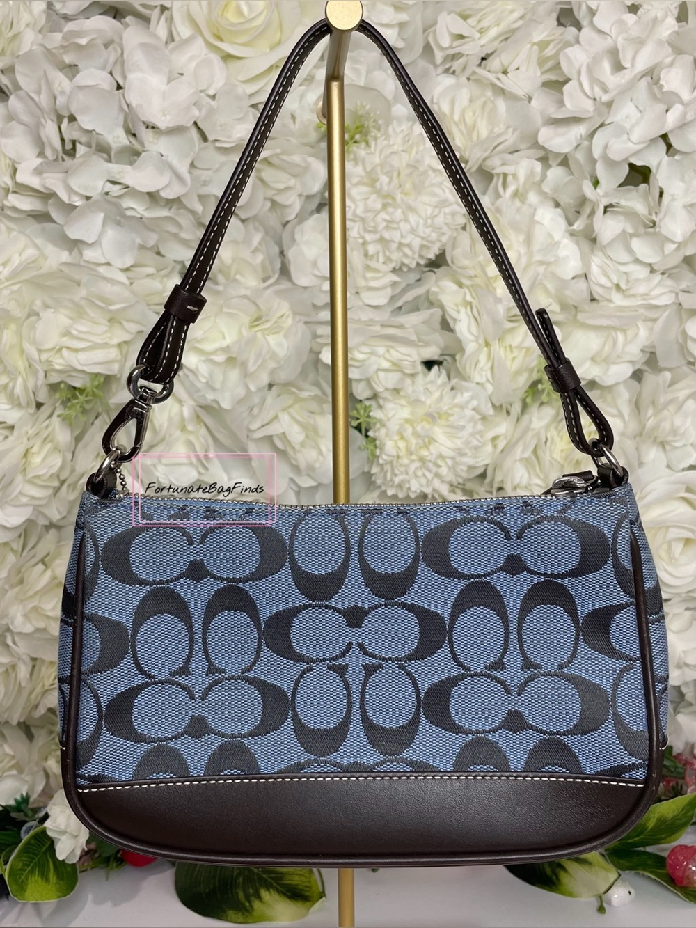 Y2K Vintage Coach 6094 Demi Mini Bag Cadet Blue Brown 2000s Coach Purse - Picture 6 of 13